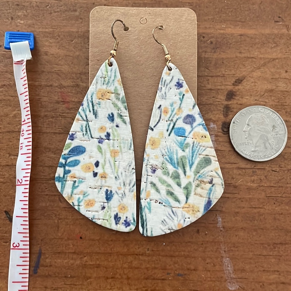 Floral Cork Leather Earrings
